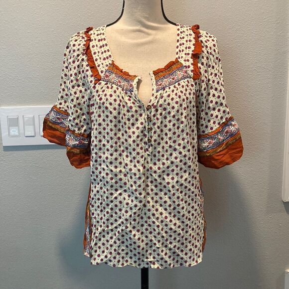 NWT Anthropologie Maeve Short Sleeve Top Size L - Picture 2 of 12